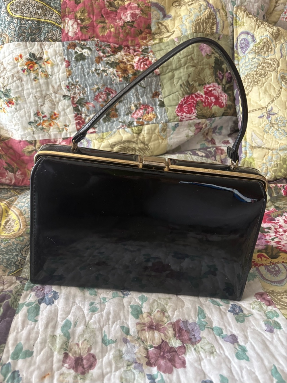 Patent Faux Leather Vintage Purse-JR Brand-50s